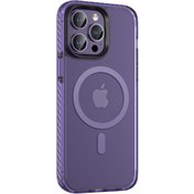 Resim Genel Markalar iPhone 14 Pro Max Uyumlu Mat Arka Yüzey Wireless Şarj Özellikli BLT Locik Kapak-Derin Mor 