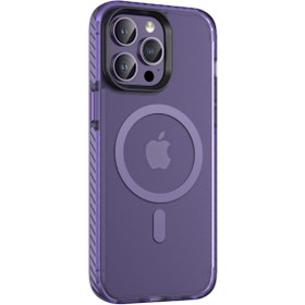 Resim Genel Markalar iPhone 14 Pro Max Uyumlu Mat Arka Yüzey Wireless Şarj Özellikli BLT Locik Kapak-Derin Mor 