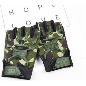 Resim Jeehugo Çocuk Yarım Parmak Eldiveni Unisex Kaymazsız Dayanıklı Bisiklet Spor El Kıyafeti - Kamuflaj Desenli S 