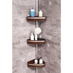 Resim Primanova N39 Fina Yaylı Montaj Banyo Köşe Rafı Kahverengi 