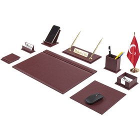Resim Makroofis G101 Deri Sümen Takımı 11 Parça Bordo Full Set 