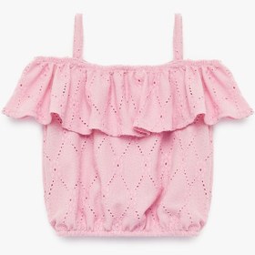 Resim Kız Bebek Brodeli Beli Lastikli Fırfırlı Askılı Atlet 