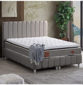 Resim Narva Çift Kişilik Baza Başlık Real Pedli Yatak Seti Gri 180 x 200 