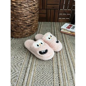 Resim BEHTAH KUNDURA Erkek , Kadın Ev Terliği Gülen Komik Yüz Sessiz Tabanlı Peluş Pofuduk Ev Terliği Çeyiz Bohça Terliği 