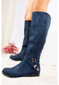 Resim Fox Shoes Lacivert Süet Kadın Çizme E726203402 