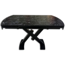 Resim Masa X AYAK Model Metal Siyah Fırın Boya Dikdörtgen Kelebek Yan Açıl Siyah mermer Tabla Elyapım 