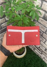 Resim Guard Siyah / Kırmızı Patlı Tasarım Hakiki Deri Kartlık Erkek / Kadın P5239 Kırmızı - Siyah 