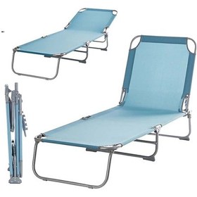 Resim Binbirreyon35 Şezlong Katlanabilir Bahçe Plaj Şezlongu Mavi Aa133 