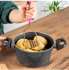 Resim Porsima Paslanmaz Metal Patates Ezici Patates Ezeceği 24cm Mor 