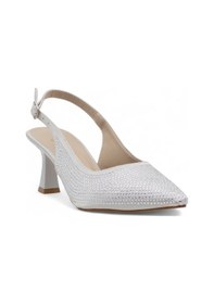 Resim Berk Taşlı Alçak Kadeh Topuklu Abiye Beyaz 