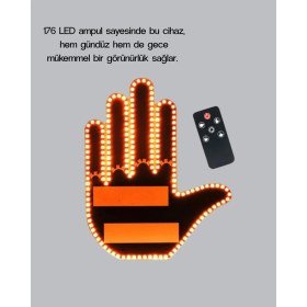 Resim 176 LED Amber Renkli El Hareketiyle Kontrol Edilen Motosiklet Dönüş Sinyali 
