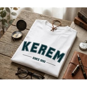 Resim Veracraft Kişiye Özel Isimli Tişört - Hologram Baskılı Doğum Yılı Tasarımlı Unisex Pamuklu Tişört 