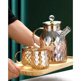 Resim Beta Moda Hub Kabartmalı Bambu Kapaklı Borosilikat Cam Demlik 1500ML ROYALEKS-CM-2005 