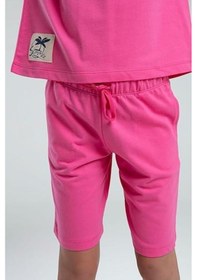 Resim Rolypoly Kız Çocuk Pamuk İki İplik Kısa Kol Şortlu Pijama Takımı Rp3592 Fuşya 