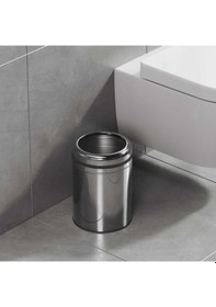 Resim Aqua Bagno Basic Çöp Kovası - Çemberli Tip 8 L, Parlak Krom Paslanmaz Krom 