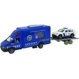 Resim Vardem Araba Taşıyan Sürtmeli Polis Araç Seti - Polis Seti 