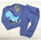 Resim BEBEK FİRARDA Dino Baskılı Bebek Takım Sweat Pijama Eşofman Ikili Takım 2'li Bebek 35477 