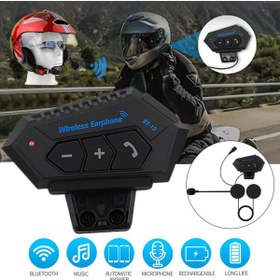 Resim JUNGLEE Bt12 Bluetooth 5.0 Motorsiklet Interkom Mikrofonlu Kulaklık Kask Bluetooth Kulaklık 