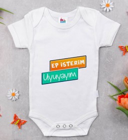 Resim Bitmeyen Kartuş Bk Kids Ep Isterim Tasarımlı Beyaz Bebek Body Zıbın-3 