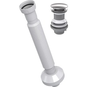 Resim Monavit Çelik Kapaklı ABS Klik Klack Lavabo Süzgeci ve Ø32 Sifon 