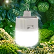 Resim USB Şarj Edilebilir Kamp Feneri Asma saç tokası ile - Açık Hava, Piknik, Barbekü ve Acil Durumlar için Taşınabilir LED Fener, Beyaz ve Gri, Lityum Pil, Dayanıklı Plastik Yapı, Kamp Feneri 