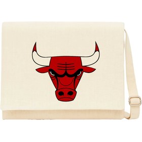 Resim Chicago Bulls Logo Krem Kanvas Postacı Çantası - Krem 
