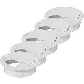 Resim Mena Rise Masa Üstü Kablo Kanalı Deliği Kapağı Beyaz Masa Kapağı 6 cm (5 Adet) 