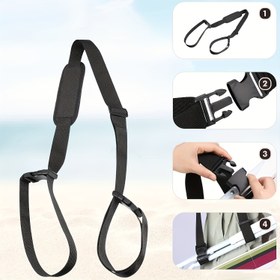 Resim 1 Adet Çok Amaçlı Plaj Sandalyeleri, Scooterlar ve Yoga Matları için Dayanıklı Siyah Kumaş Taşıma Kayışı - Güvenli Tokalı 