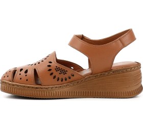 Resim Gönderi(R) Gönderi R Kadın Taba Antik Cırt Bantlı Dolgu Topuk Hakiki Deri Sandalet Dyza70945885 Taba 