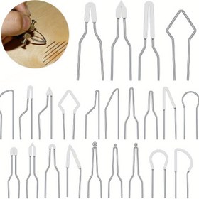 Resim 23 Adet Pyrografik Tel Ucu Isıya Dayanıklı Ahşap Yakma Uçları Yedek Dayanıklı Çoklu Şekil Pyrografik Tel Kalem Uçları Ahşap Yakma Deri Kesme Kağıt Sanatı Için 
