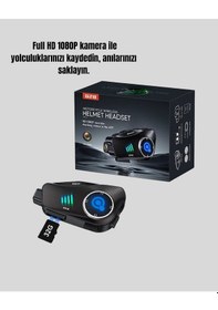 Resim Northcity Q28 Kameralı Motosiklet Kask Kulaklık Bluetooth 5.3 - Su Geçirmez 1080p Hd 