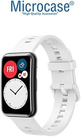 Resim Microcase Huawei Watch Fit için Koruma Silikonlu Kordon Kayış - KY26 (Beyaz) 