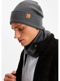 Resim Erkek Balıkçı Style %100 Pamuklu Kaşkorse, Terletmez, Ultra Hafif, Yumuşak Bere Boyunluk Takım - Standart / Füme Füme 