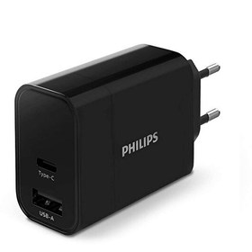 Resim Philips DLP2621/12 1 USB-A & 1 USB-C 30W Şarj Adaptörü Siyah 