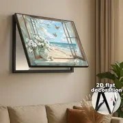 Resim 1 adet 2D Düz Ölçü Kutusu Dekoratif Boyama - Plaj Penceresi Kelebek Tasarımı, Klasik Desen Ev Duvar Sanatı, Dayanıklı Plastik Gizli Elektrik Panosu Kapak, Oturma Odası İçin Elektrik Gerektirmez, Elektrik Panosu Kapak Dekoratif, Sahil Ev Dekoru, Sakin Sanat, Kolay Kurulum, 2D Düz 