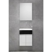 Resim Alfa Banyo Miniço-SB-Ebeveyn 45 cm x 28 cm Ayna Dolaplı Lüx Lavabolu Banyo Dolabı 