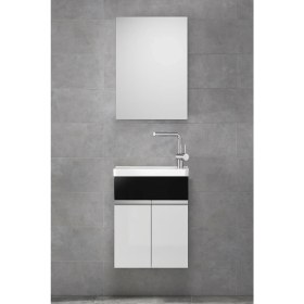 Resim Alfa Banyo Miniço-SB-Ebeveyn 45 cm x 28 cm Ayna Dolaplı Lüx Lavabolu Banyo Dolabı 