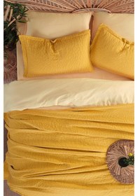 Resim İyi Geceler İstanbul Zen Stone Hardal Çift Kişilik %100 Pamuk Yatak Örtüsü Seti Hardal 