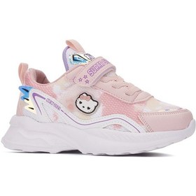Resim Günlük Kız Çocuk Sneaker Lastik Bağcıklı Hologram Cırtlı Hafif Hello Kitty Nefes Alabilen Ayakkabı 2014 Pudra Beyaz 