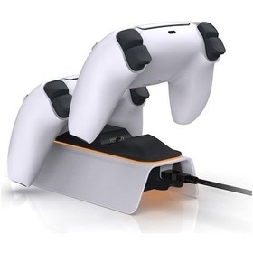 Resim Ps5 Dualsense Işıklı Şarj Istasyonu Şarj Standı Beyaz 0521 