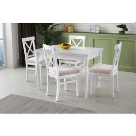 Resim Cunda Alaçatı Ahşap Masası Sandalye Takımı 70x110 