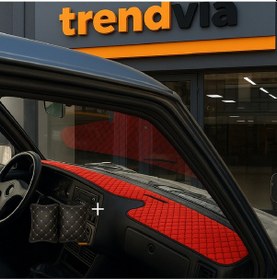 Resim Tofaş Şahin Doğan Kartal Yüksek Ön Göğüs Kırmızı-siyah Torpido Kılıfı / Siyah-bej Boyun Yastığı 