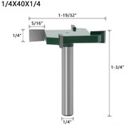 Resim Qingmipy Endüstriyel Kalite Ahşap İşleme T Tipi Kesici Bıçak - 4 Tırcık, 1/4" Sap, 40mm Uzunluk, Yuvarlak Uçlu, Yeşil Kaplama 