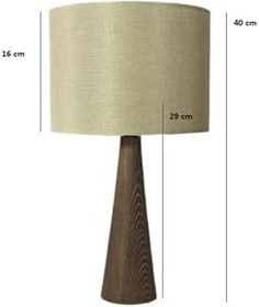 Resim Bohhem Ahşap Konik Gövdeli Dizayn Abajur Kumaş Başlık Pudra Pudra 