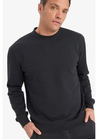 Resim Defacto %100 Pamuk Regular Fit Bisiklet Yaka Sweatshirt E8339ax25auar235 Antrasit 