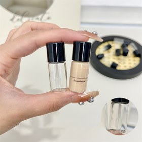 Resim 2 Adet Seyahat Dostu Fondöten Sıvı Dağıtıcı Şişeler, Kapaklı, Şeffaf Cam, Ölçü İşaretleri, Düşük Alerjenik, Hareket Halinde Kullanım İçin İdeal, Örnek Boyut Konteyneri | Şeffaf Ambalaj | Hassas Dağıtım, Sıvılar İçin Seyahat Şişeleri 