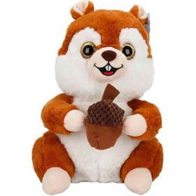 Resim Peluş Sincap Fındık Tutan Sincap 30 Cm - Uyku Ve Oyun Arkadaşı Peluş Oyuncak - Kahverengi Çok Renkli 