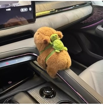 Cloud011 Molutıan Şirin Kapibara Peluş Oyuncak 18cm Yeşil Sırt Çantalı Araç Dekoru