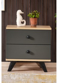 Resim AE-2029 İnci 2 Çekmeceli Antrasit Komodin 49 cm 