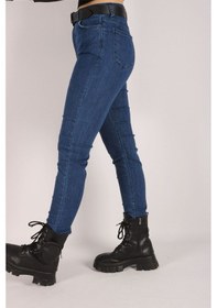 Resim Yüksek Bel Jeans Kadın Slim Pantolon Denim Kumaş 38 